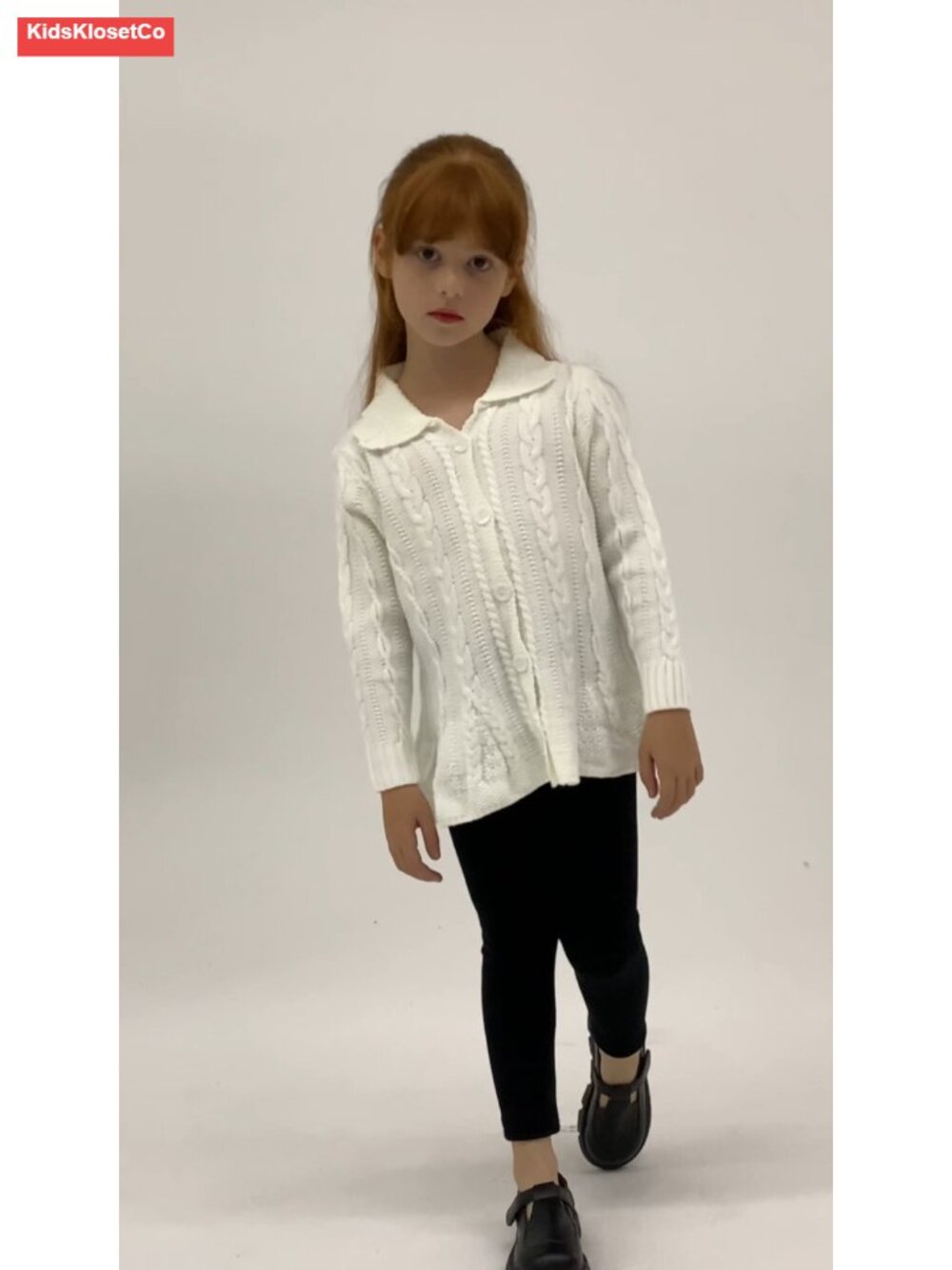 Girls Cable Knit Cardigan Button Down - Picture 6 of 6
